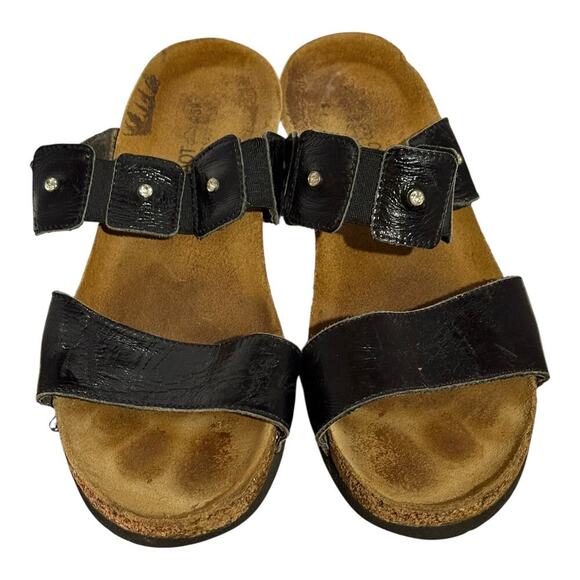 Naot Kayla Black leather Cork Footbed Sandals Size 39 EU / 8 US Women's Comfort - Picture 4 of 8